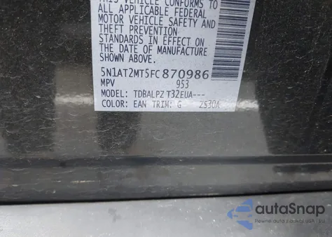 2015 Nissan Rogue S/Sl/Sv from USA, damaged, VIN 5N1AT2MT5FC870986